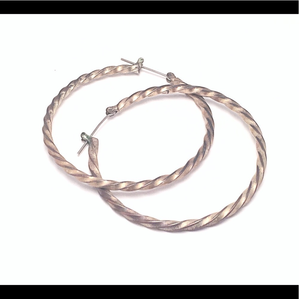 Tarnished Silver Hoop Earrings